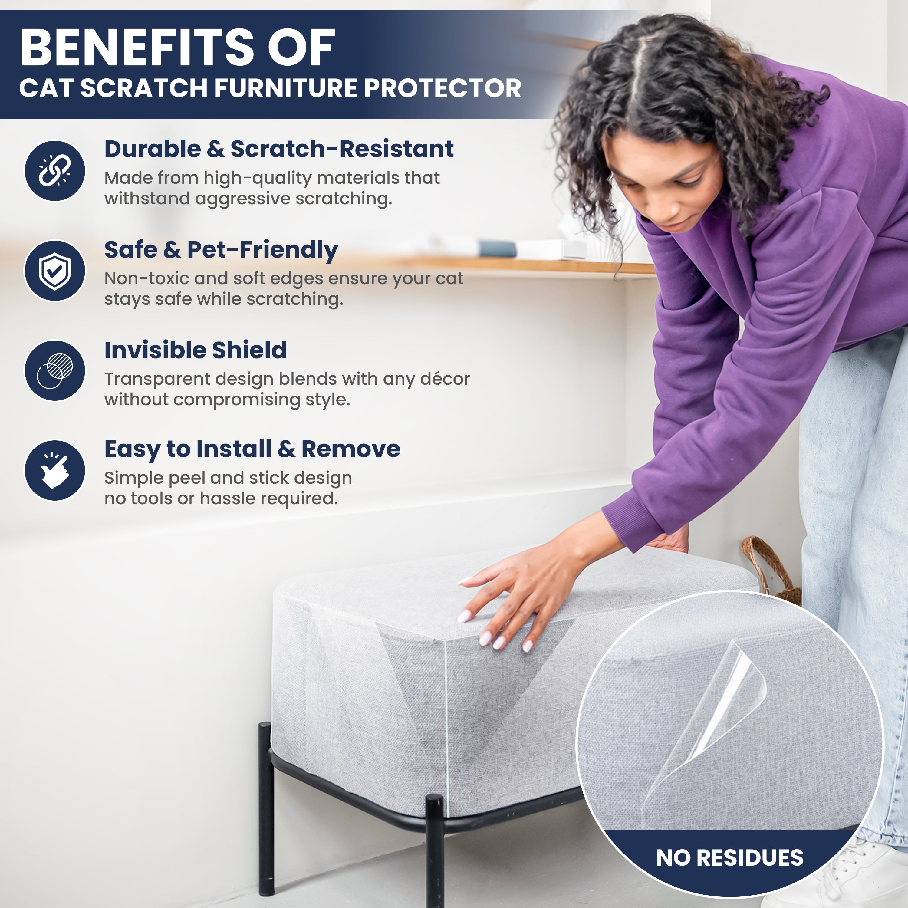 Cat Couch Protector – 10 Pack Clear Scratch Guards for Furniture & Walls