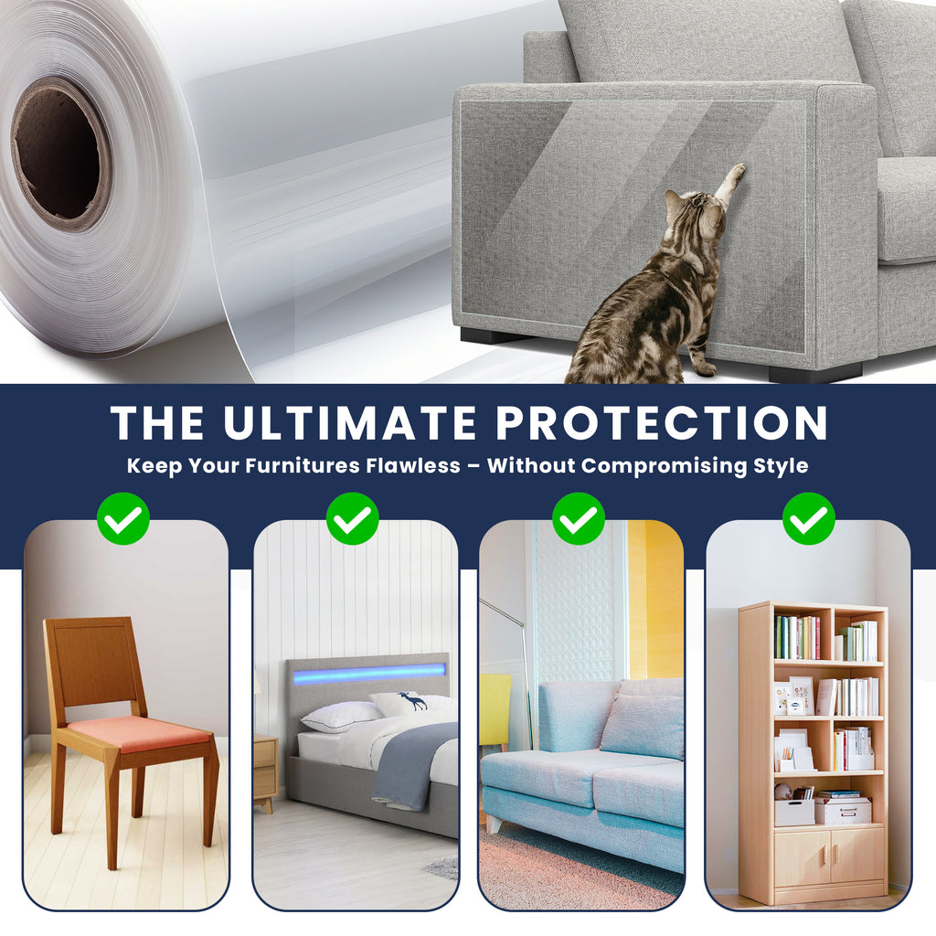 Cat Couch Protector – 10 Pack Clear Scratch Guards for Furniture & Walls
